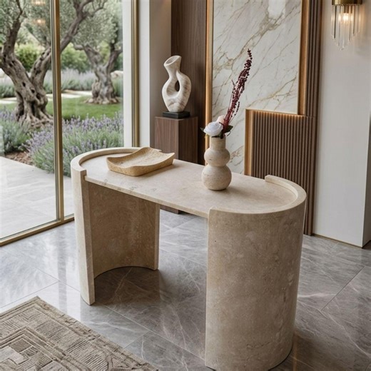 Handcrafted Travertine Console Table, Natural Stone Entryway Dresuar, Luxury Furniture - Etsy