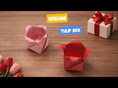 Origami Tulip Box 🌷 | Cara Membuat Kotak Bunga Tulip dari Kertas | Easy DIY Gift Box