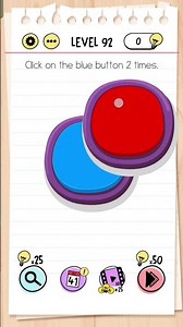 Click on the blue button 6 times Brain Test Level 92