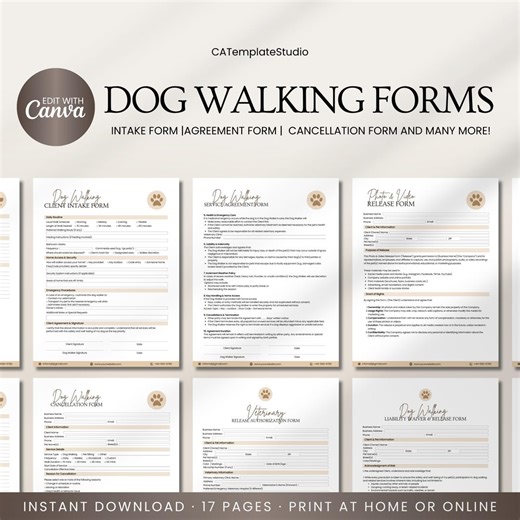 Editable Dog Walking Service Agreement/contract Template, Printable Dog Walking Business New Client Intake Form, Pet Sitting Forms Bundle - Etsy UK