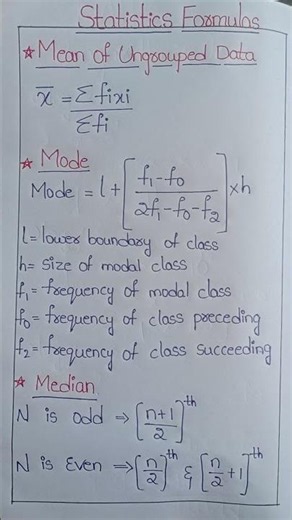 Statistics Formulas in 30 Seconds 📊 | Mean, Mode & Median