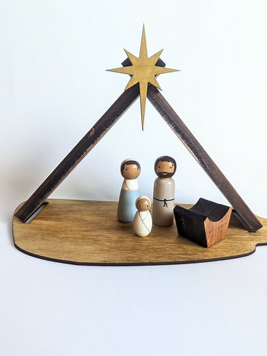 Nativity Peg Dolls/ Handmade Nativity Set/ Wooden Nativity/ Christmas Present for Mom/ Kids Wood Nativity/ Unique Nativity Set - Etsy