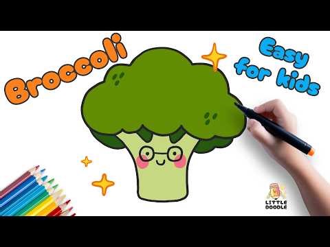 How to draw a cute broccoli wearing glasses! | Easy step-by-step for kids