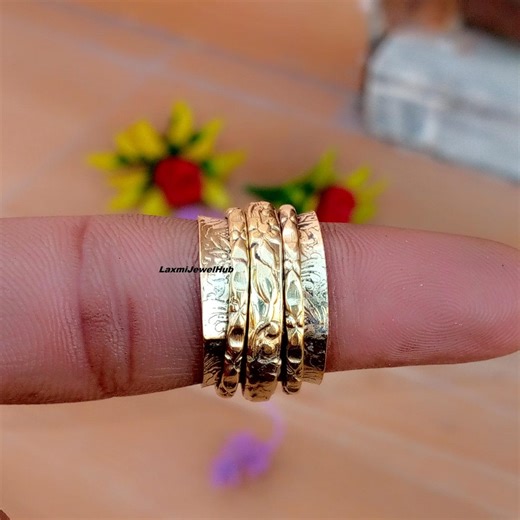 Handmade Brass Spinner Ring, Fidget Jewelry, Minimalist Band - Etsy