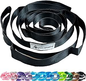 Oak-Sports Stretching Strap Yoga Strap for Physical Therapy with 10 Loops, Yoga Straps for Stretching, Upgraded Non-Elastic Stretch Band for Pilates, Dance and Gymnastics with Workout Guide