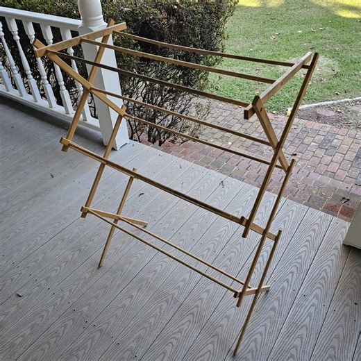 Tall Vintage Wooden Drying Rack – Collapsible Tiered Linen Display - Etsy