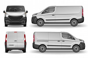 Cargo Delivery Van vector template. Realistic White Cargo Minivan...