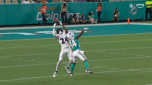 Malaki Starks notches his first career NFL INT on a deep ball from Tagovailoa