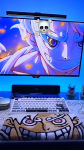 📸 Ultimate Luffy Gear 5 Desk Setup!🏴‍☠️ Made this custom keyboard rug for our amazing customer — and it turned out insane!🤩 Would you rock this setup? ❤️🧶 | Daft Pink Art