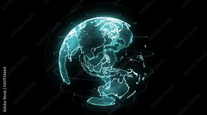 Global Hologram Effect Loop, digital global map, Earth, world map