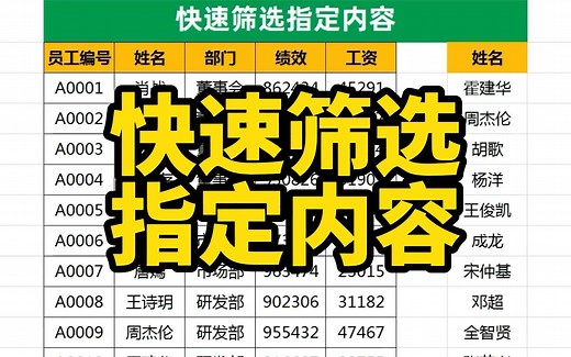 Excel表格中，如何快速筛选出指定的数据内容？