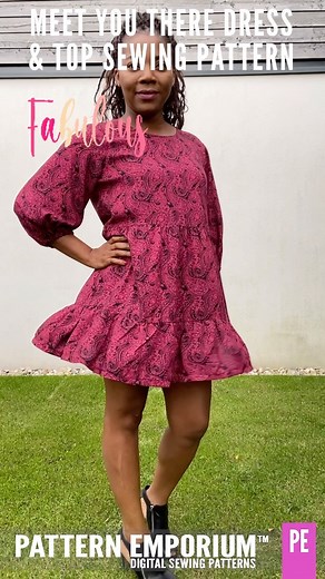 The Meet You There Dress continues to be one of our favorites. #pemeetyoutheredress #bishopsleeve #bishopsleevedress #tiereddress #tiers #gathereddress #dresspattern #sewing #sewingpattern #dresssewingpattern #memade #madebyme #sewingforme | Pattern Emporium