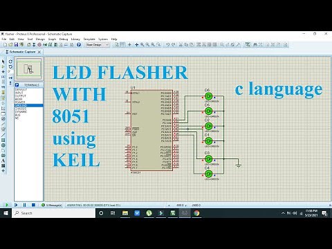 how to make an led flasher/blinker with 8051 microcontroller using c language keil u vision