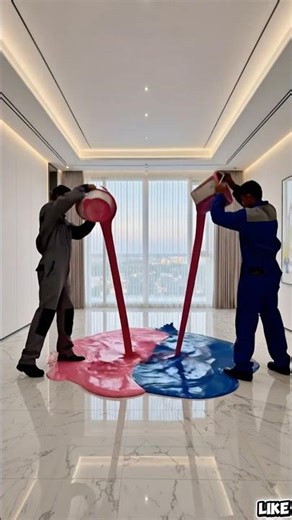 Pink & Blue Epoxy Floor Magic 😍🔥 Unreal Transformation! #Shorts #epoxyfloor