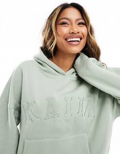 Kaiia oversized logo hoodie in sage green (part of a set) | ASOS