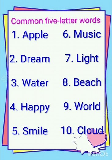 Five Letter Words | English Vocabulary Practice | Easy Five Letter Words | Vocabulary