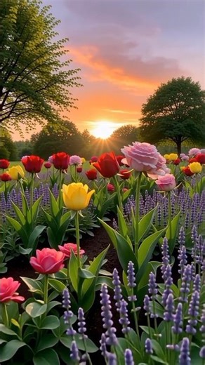 Golden Sunrise in a Colorful Flower Garden | 4K Ultra Realistic Nature Scene 💐#shots
