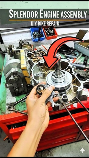 Splendor Engine Assembly Step-by-Step 🔧 #ytshorts #motorcyclerepair #motivation #shortvideo #shorts