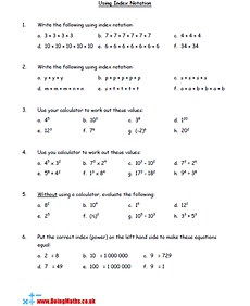 Index notation/powers - Free worksheets, PowerPoints and other resources for GCSE