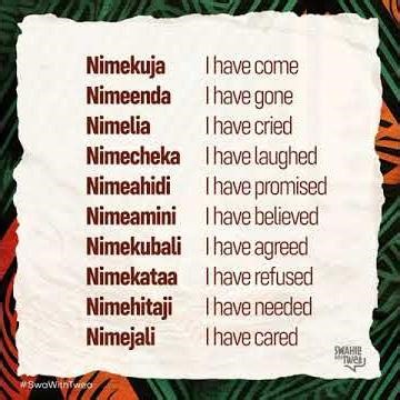 The #Swahili present perfect tense #SwaWithTwea