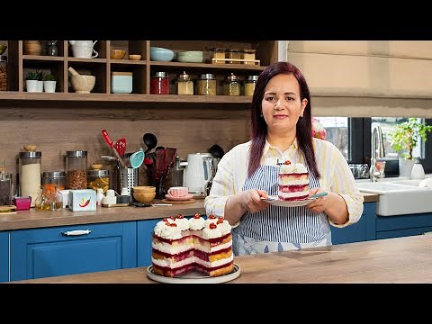 Cake with whipped cream and cherry jelly / Cake of the year 2021 | JamilaCuisine
