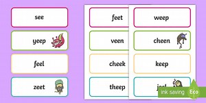 Phase 3 'ee' Flashcards: Real and Nonsense Word Cards