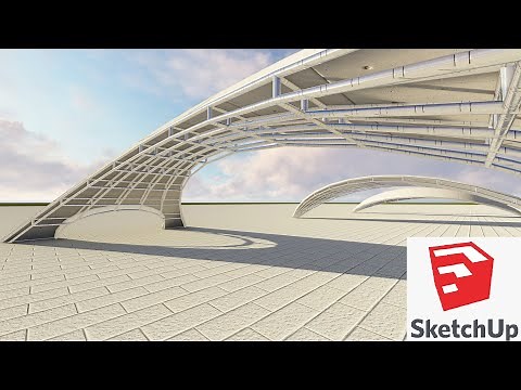 COMO CREAR CUBIERTA Y ESTRUCTURAS CURVAS SKETCHUP "ARQUITECTURA