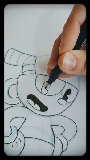 How to draw Cuphead in the old 1930s rubberhose cartoon style #drawingtutorial #steamboatwillie