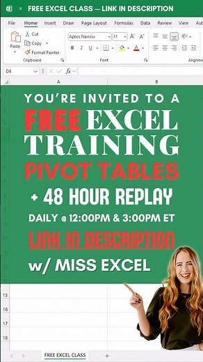 🎉‼️FREE Pivot Tables Class w/ Miss Excel‼️🎉 #excel