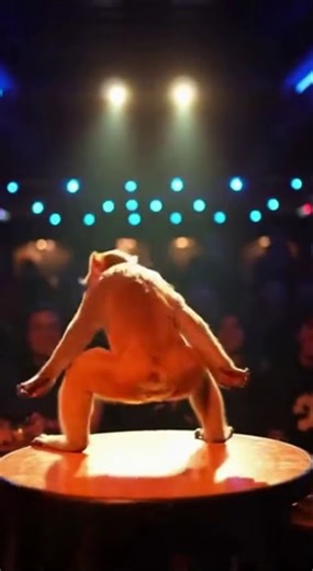 #funny monkey dance on stage shock audience