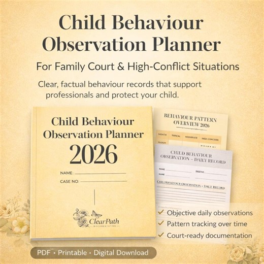 Child Behaviour Observation Planner 2026 | Family Court Documentation | High-conflict Co-parenting Records | Behaviour Tracking Printable - Etsy