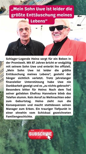 Heino enterbt Sohn Uwe: „Größte Enttäuschung meines Lebens“ 💔