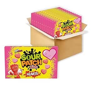 SOUR PATCH KIDS Soft & Chewy Valentines Day Candy Hearts, Bulk Candy, 12 - 3.1 oz Boxes