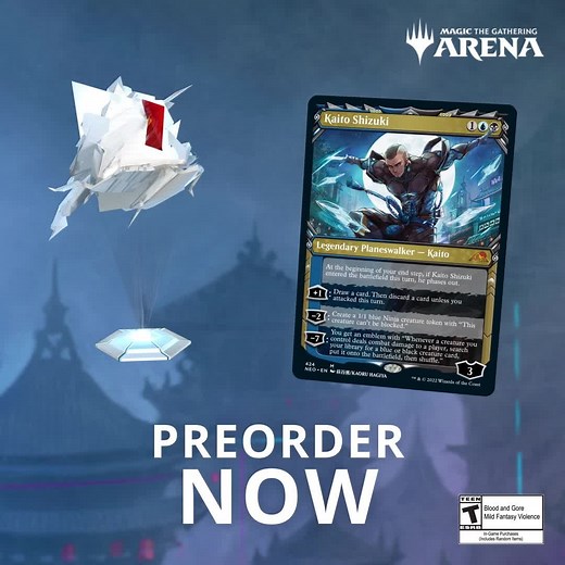 Magic: The Gathering on Instagram: "Kamigawa: Neon Dynasty releases on MTG Arena in three days! Be ready for the #MTGNeon action February 10 by preordering the Kaito Play Bundle or the Wanderer Pack Bundle. See our website for more details, link in bio!"