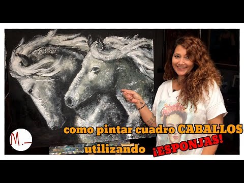 como pintar CABALLOS😍 crea tu propio CUADRO con técnicas diferentes, utiliza ESPONJAS! PASO A PASO