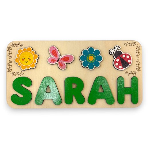 Personalised Baby Name Puzzle, Nursery Decor, Busy Board, Montessori Wooden Toy, First Birthday, Christmas, Flower, Butterfly, Ladybug - Etsy