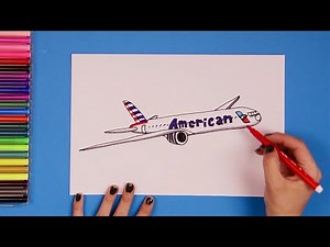How to draw Boeing B777 airplane (American Airlines)