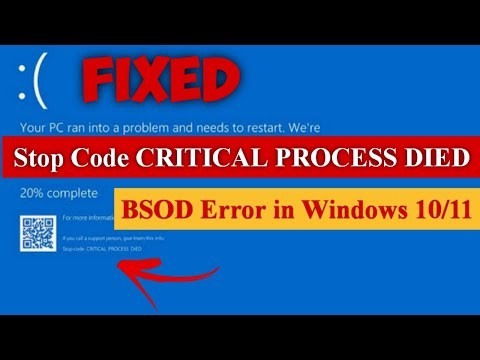Stop Code CRITICAL PROCESS DIED | BSOD Error in Windows 10/11 [100% Fixed] #bluescreen