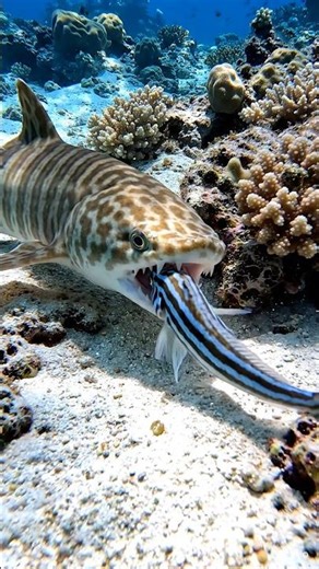 Sharksucker vs. Blue-Striped Pipefish – Unlikely Reef Predator! #shorts