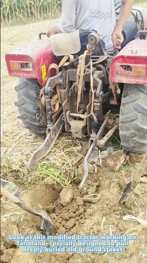 Tractor modified to pull out ground stakes in tough farm soil
