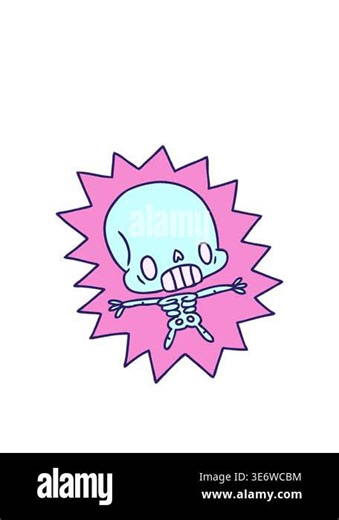 stretching up animation of cartoon illustration kawaii electrocuted skeleton Stock Video Footage - Alamy