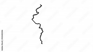 Guyana map, country territory outline self drawing animation. Line art.