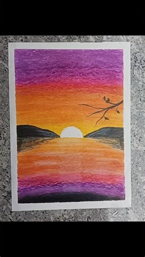 How To Draw a Easy Sunsets🌅 Landscape//Easy Oil Pastel Drawing#shortsfeed #easydrawing #shorts
