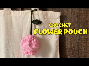 EASY Crochet Flower Drawstring Pouch/Bag Charm- Tutorial For Beginners
