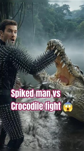 Spiked man vs Crocodile funny fight 😱😂😲| Armored man vs Aligator😱#shorts #trending #viral #funny#fun