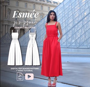 Esmée Jumpsuit Sewing Pattern: Wide-leg, Bow Back (digital PDF) - Etsy