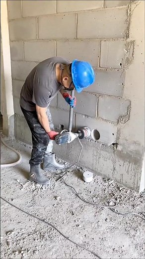 Fast Diamond Core Drilling Through Concrete Block Wall