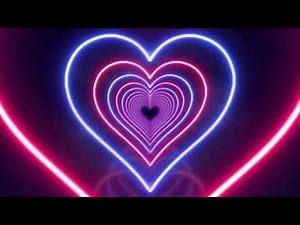 Pink and Blue Neon Lights Love Heart Tunnel Background | 4k 60fps Abstract Background