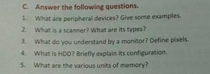 C. Answer the following questions:What are peripheral devices... | Filo