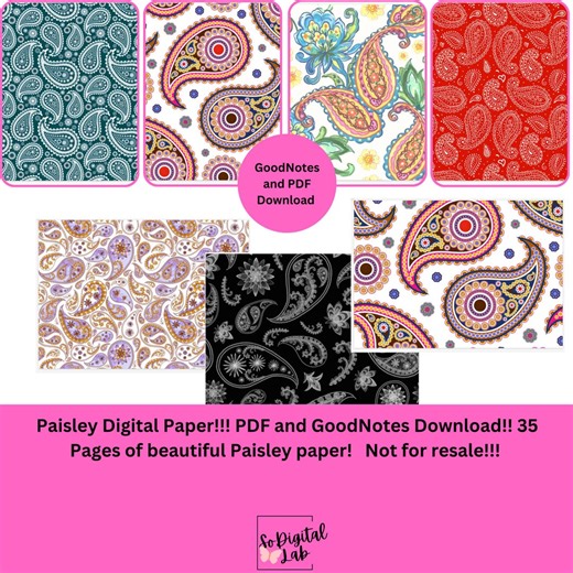 Paisley Digital Paper! 35 Pages!! Goodnotes and PDF Download!! Not for Resale!! - Etsy